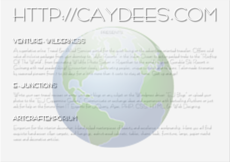 Venture_wilderness, The world at your feet!